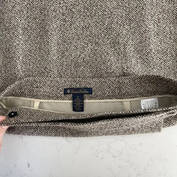 Brooks Brothers Classic Lined Tweed Wool Blend Wrap Skirt Brown Tan Cream Sz 8 - Picture 11 of 15
